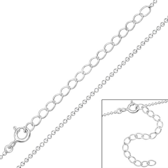 Sterling Silver Bead Ball Chain Necklace - Picture 1 of 1